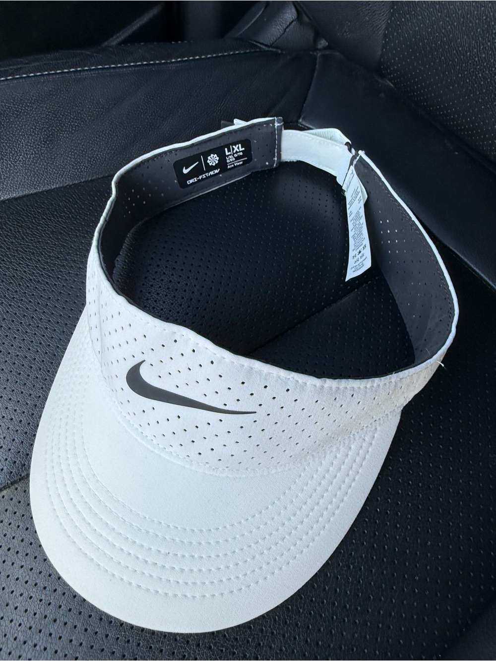 Nike White Men’s Perforated Sport Visor with Black Swoosh
